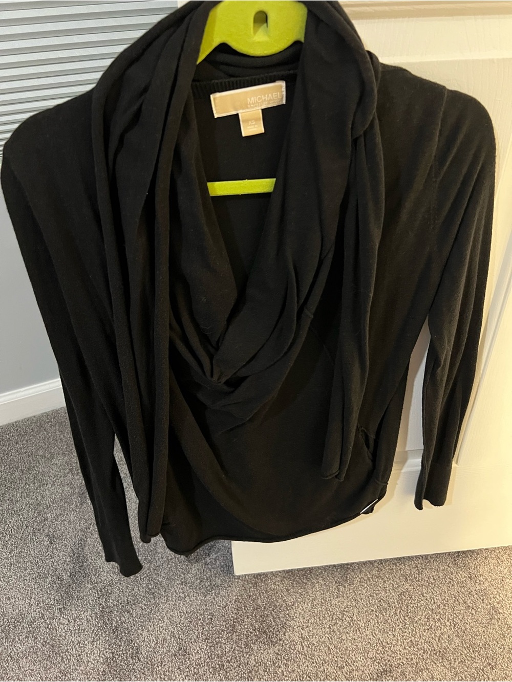 Michael Michael Kors Black Draped Cowl Neck Knit Cardigan XS | Designer Sweater